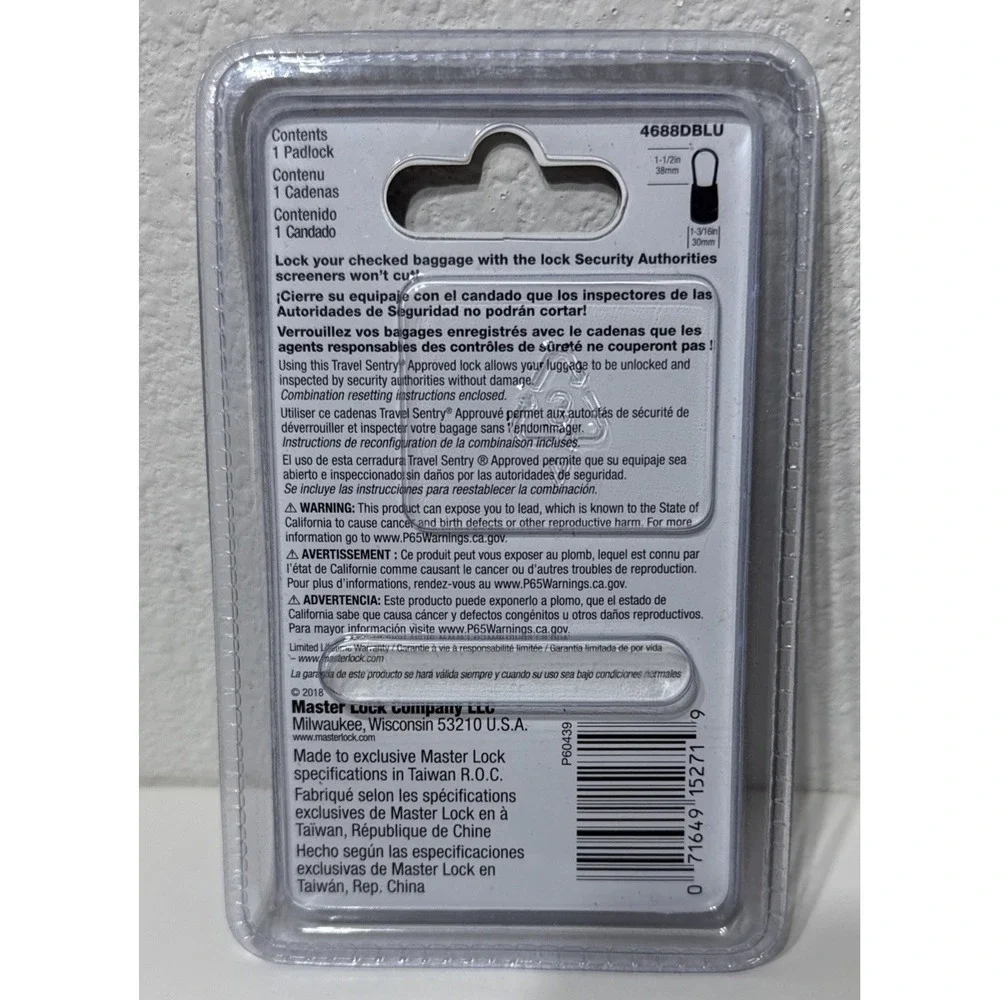 Master Lock 4688D Set Your Own Combination TSA Approved Luggage Lock Level 2 New